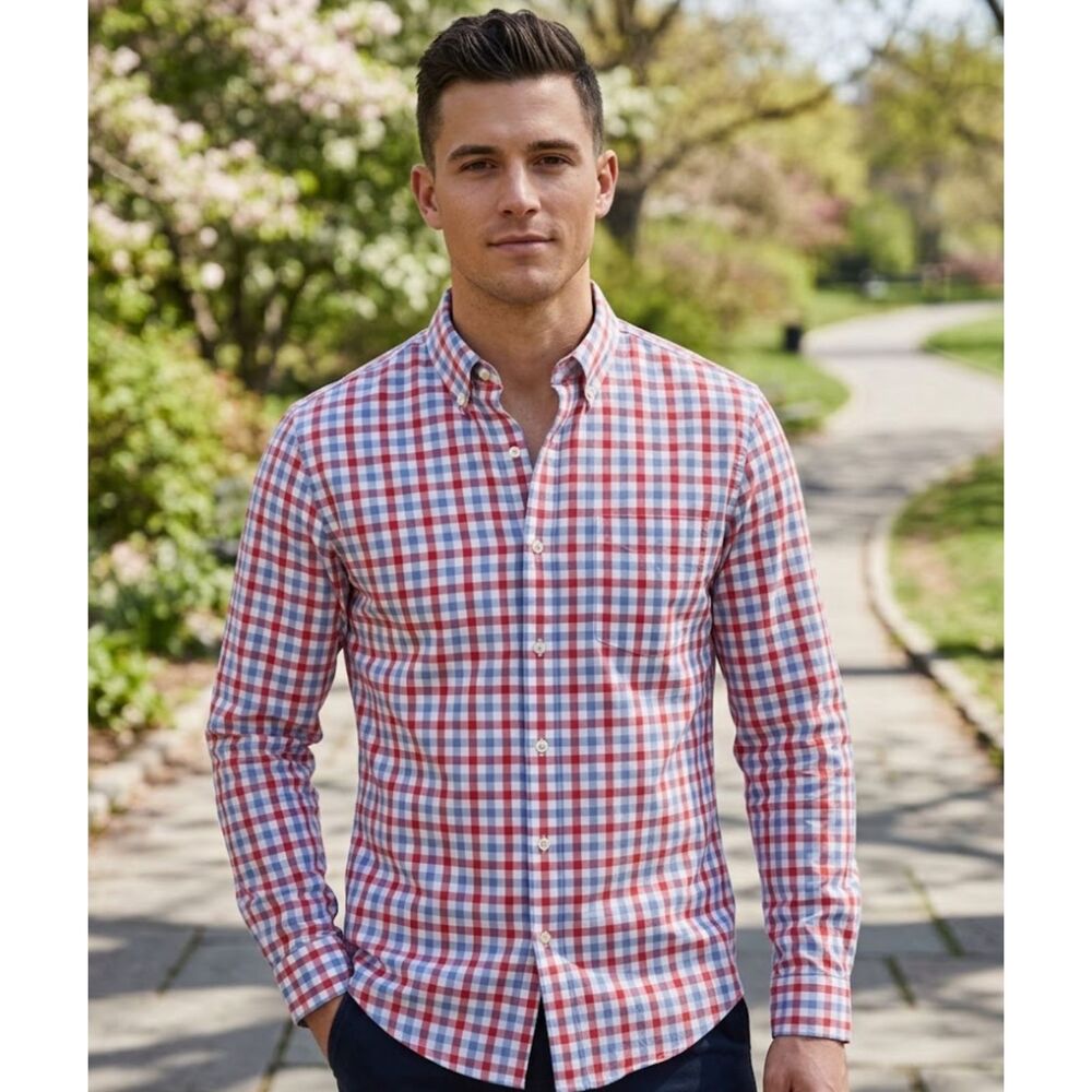 J. Crew Long Sleeve Button Down Shirt Gingham Check Plaid Men's Size Small